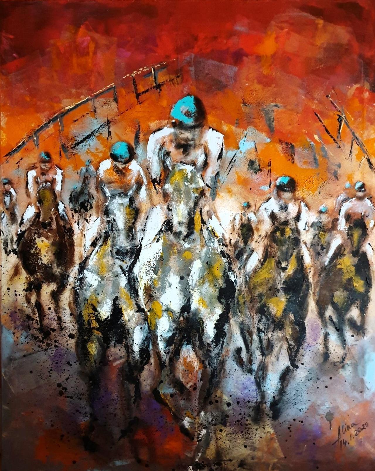 ArteDiAlina.com painting: Green helmets